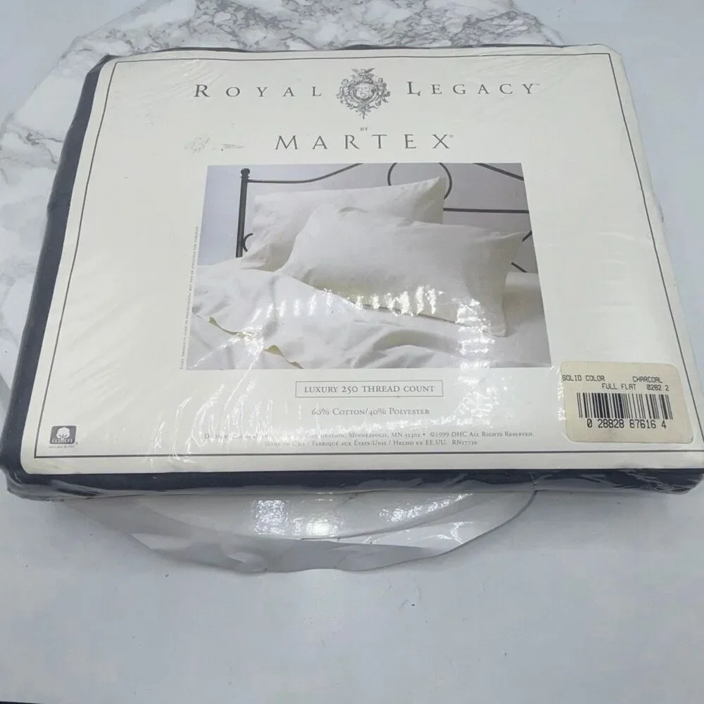ROYAL LEGACY BY MARTEX Luxury 250 Thread Count Charcoal Flat Full Size Sheet-NEW